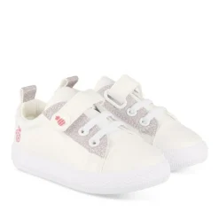 Baskets Toile BLANC Fille Motif Paillettes Scratch