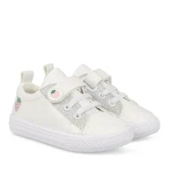 Baskets Toile BLANC Fille Motif Uni Scratch