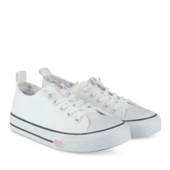 Baskets Toile BLANC Fille Motif Uni Elastique