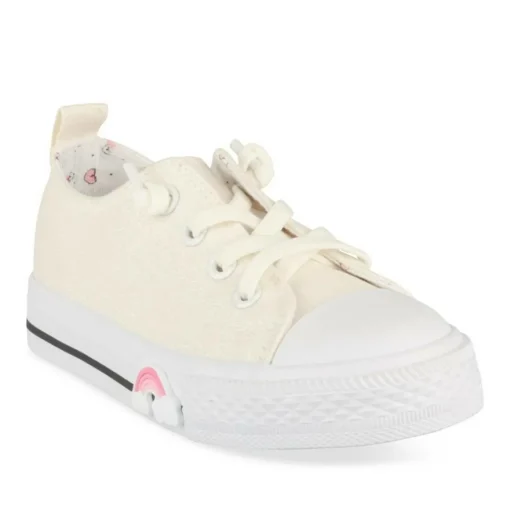 Baskets Toile BLANC Fille Motif Paillettes Elastique