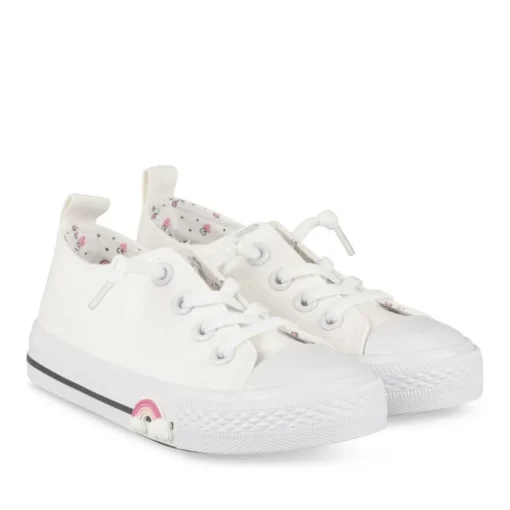 Baskets Toile BLANC Fille Motif Uni Elastique
