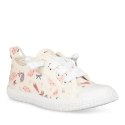 Baskets Toile BLANC Fille Motif Uni Elastique