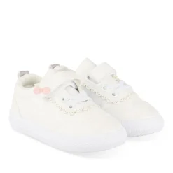 Baskets Toile BLANC Fille Motif Paillettes Scratch