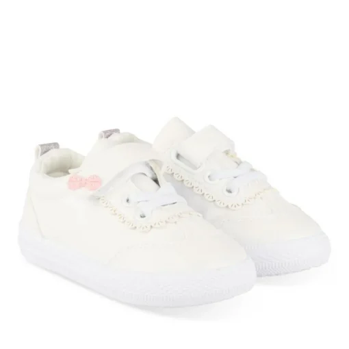 Baskets Toile BLANC Fille Motif Paillettes Scratch
