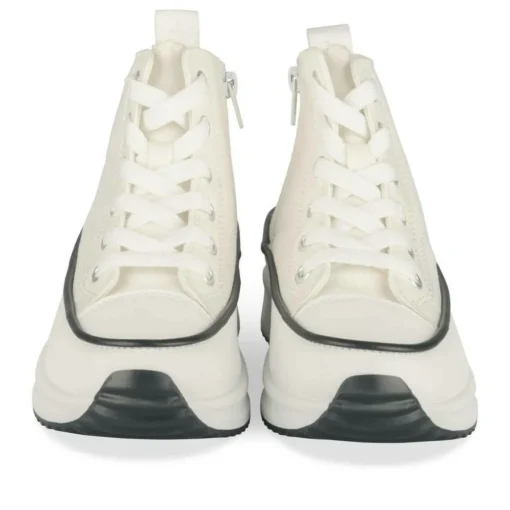 Baskets Toile BLANC Fille Motif Uni Lacets