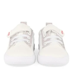 Baskets Toile BLANC Fille Motif Paillettes Scratch