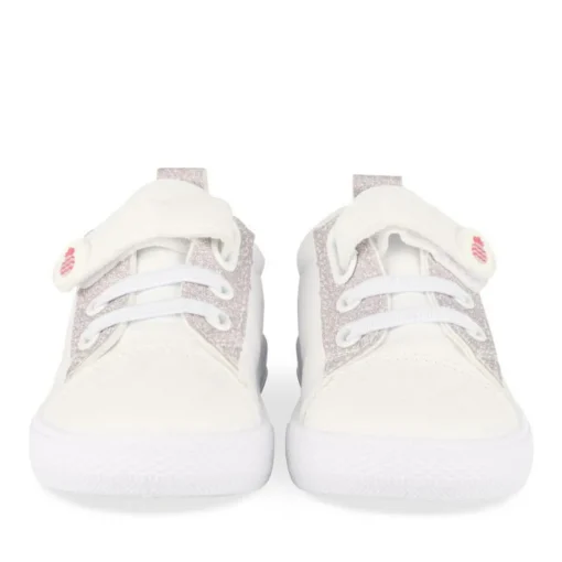 Baskets Toile BLANC Fille Motif Paillettes Scratch
