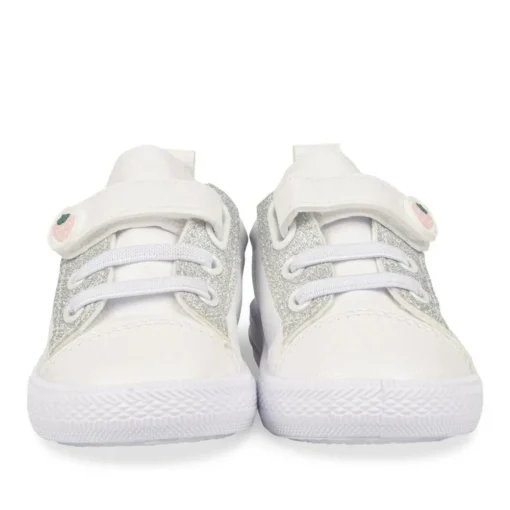 Baskets Toile BLANC Fille Motif Uni Scratch