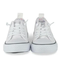 Baskets Toile BLANC Fille Motif Uni Elastique