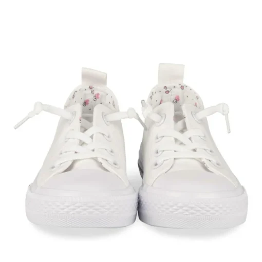 Baskets Toile BLANC Fille Motif Uni Elastique