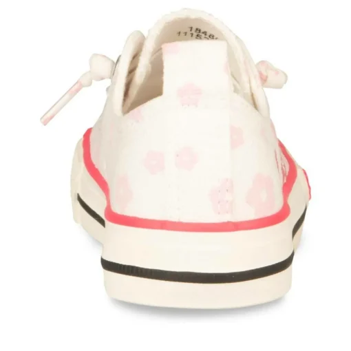 Baskets Toile BLANC Fille Motif Fleuri Elastique