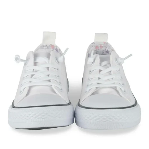 Baskets Toile BLANC Fille Motif Uni Elastique