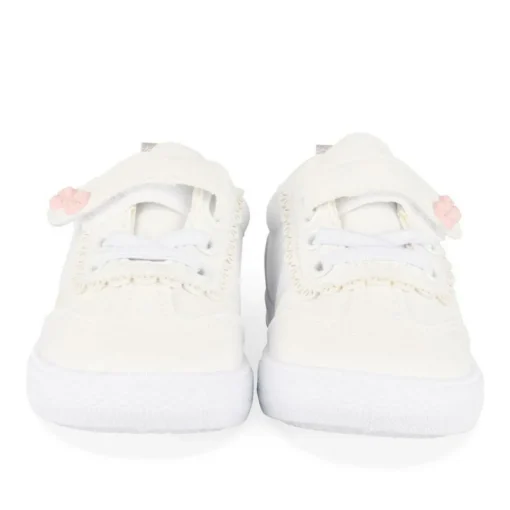 Baskets Toile BLANC Fille Motif Paillettes Scratch