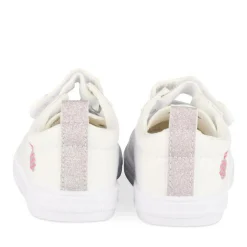 Baskets Toile BLANC Fille Motif Paillettes Scratch