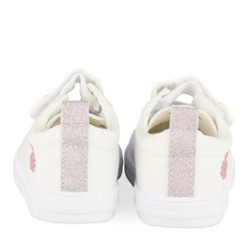 Baskets Toile BLANC Fille Motif Paillettes Scratch
