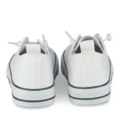 Baskets Toile BLANC Fille Motif Uni Elastique