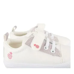 Baskets Toile BLANC Fille Motif Paillettes Scratch