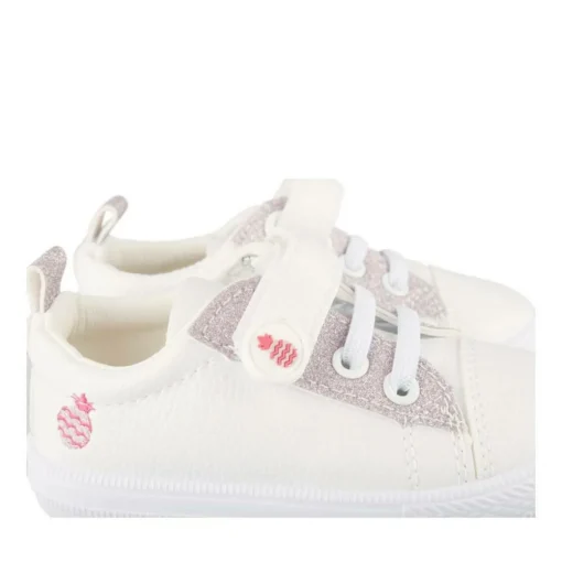 Baskets Toile BLANC Fille Motif Paillettes Scratch