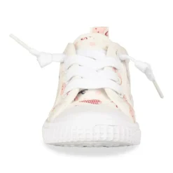 Baskets Toile BLANC Fille Motif Uni Elastique