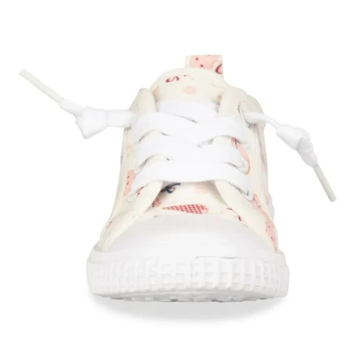 Baskets Toile BLANC Fille Motif Uni Elastique