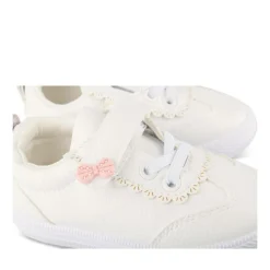Baskets Toile BLANC Fille Motif Paillettes Scratch