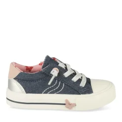 Baskets Toile BLEU Fille Motif Paillettes Elastique
