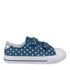Baskets Toile BLEU Fille Motif A Pois Scratch