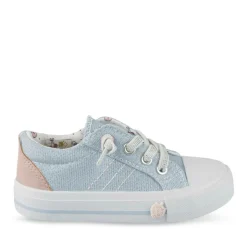 Baskets Toile BLEU Fille Motif Uni Lacets