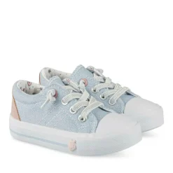 Baskets Toile BLEU Fille Motif Uni Lacets