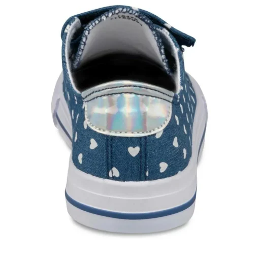 Baskets Toile BLEU Fille Motif A Pois Scratch