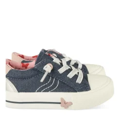 Baskets Toile BLEU Fille Motif Paillettes Elastique