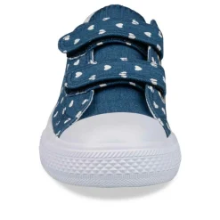 Baskets Toile BLEU Fille Motif A Pois Scratch
