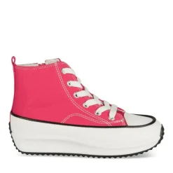 Baskets Toile FUSCHIA Fille Motif Uni Lacets