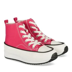 Baskets Toile FUSCHIA Fille Motif Uni Lacets