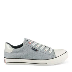 Baskets Toile GRIS Femme Motif Uni Lacets