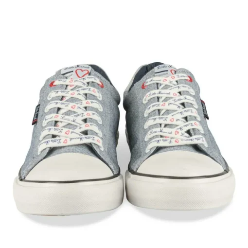 Baskets Toile GRIS Femme Motif Uni Lacets