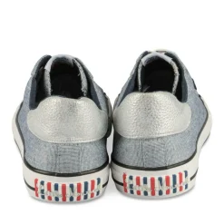 Baskets Toile GRIS Femme Motif Uni Lacets