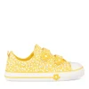 Baskets Toile JAUNE Fille Motif Fleuri Scratch