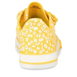 Baskets Toile JAUNE Fille Motif Fleuri Scratch