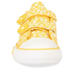 Baskets Toile JAUNE Fille Motif Fleuri Scratch