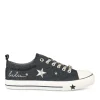 Baskets Toile JEANS Fille Motif Etoiles Elastique