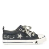 Baskets Toile JEANS Fille Motif Etoiles Elastique