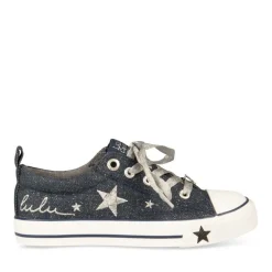 Baskets Toile JEANS Fille Motif Etoiles Elastique