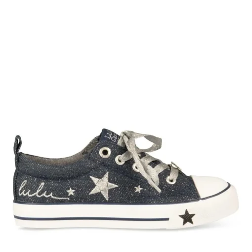 Baskets Toile JEANS Fille Motif Etoiles Elastique