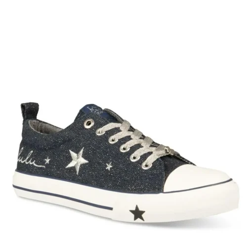 Baskets Toile JEANS Fille Motif Etoiles Elastique