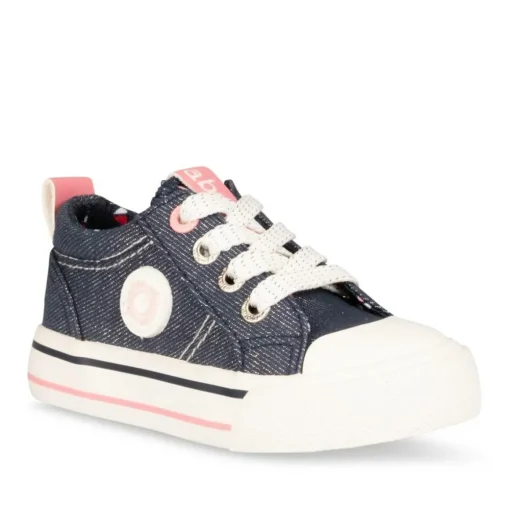 Baskets Toile JEANS Fille Lacets