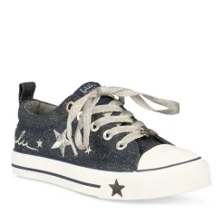 Baskets Toile JEANS Fille Motif Etoiles Elastique