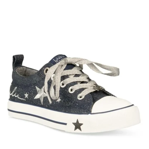 Baskets Toile JEANS Fille Motif Etoiles Elastique