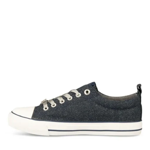 Baskets Toile JEANS Fille Motif Etoiles Elastique