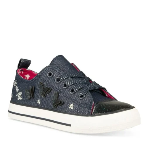 Baskets Toile MARINE Fille Lacets